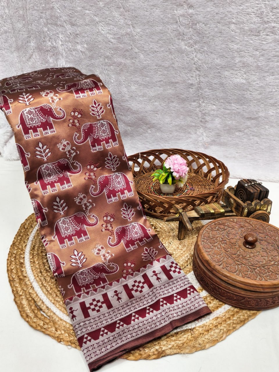 Traditional Elephant Motif Saree