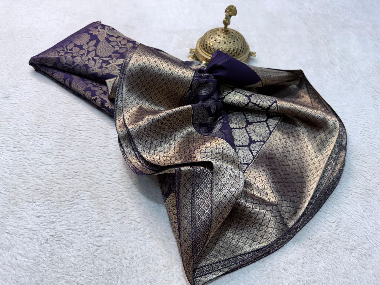 Elegant Purple Banarasi Saree Ensemble