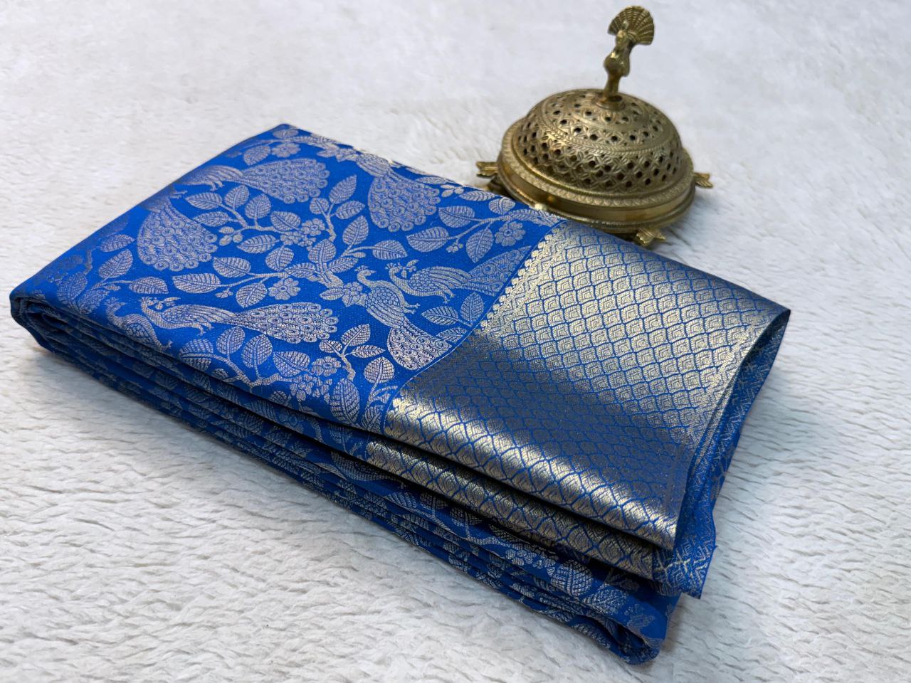 Elegant Royal Blue Traditional Saree Look