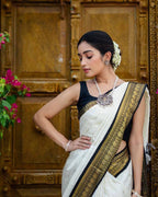 Monochrome Elegance in Traditional Silk