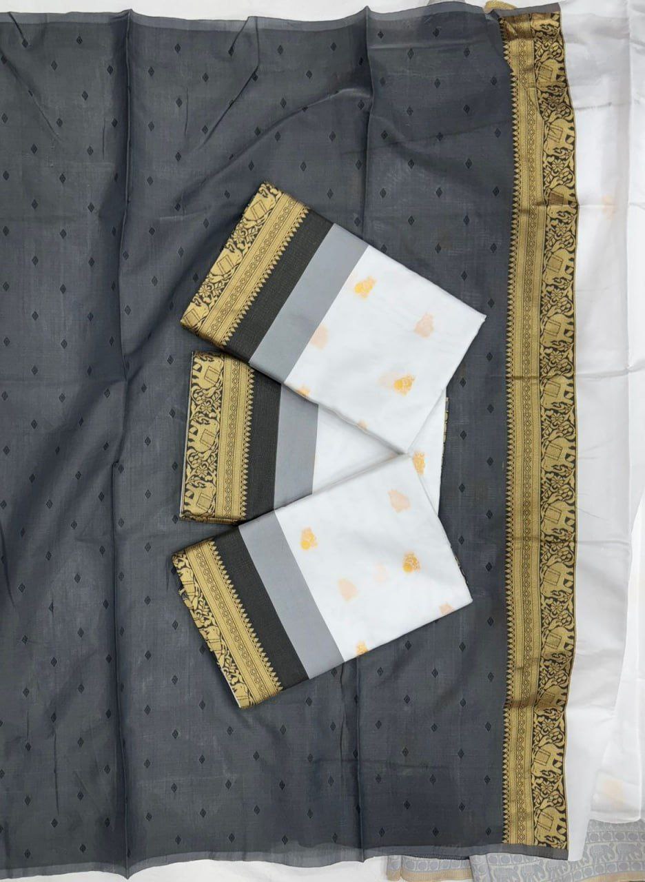 Monochrome Elegance in Traditional Silk