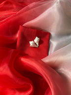 Elegant Red and White Organza Saree Set with Embellished Borders
