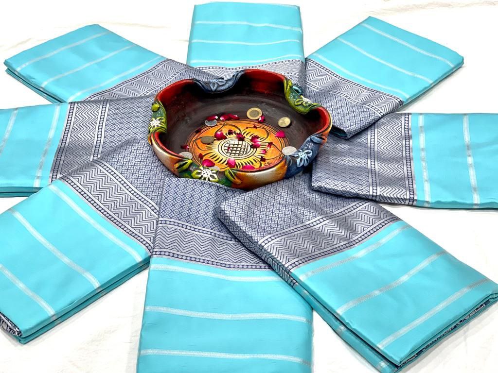 Regal Radiance Bridal Elegance in Turquoise and Silver Silk