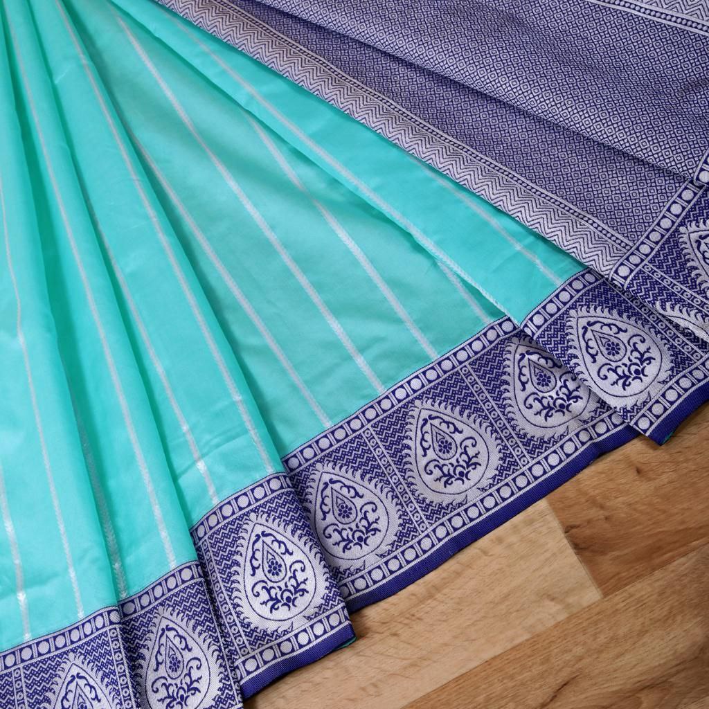 Regal Radiance Bridal Elegance in Turquoise and Silver Silk